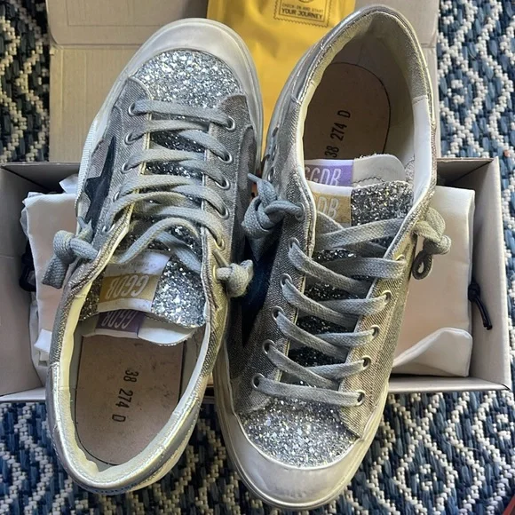 NIB Sz 38 Golden Goose Limited Edition Superstar Pen-Star Glitter, Camouflage - Picture 9 of 12